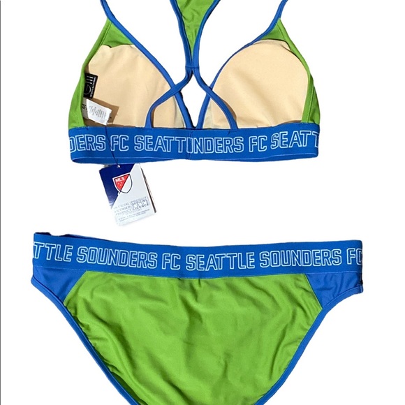 Seattle Sounders Soccer 2 Piece Bikini Swimsuit Green Blue Women’s Medium or XL - Picture 2 of 7